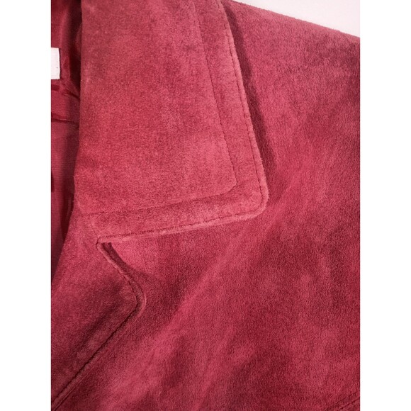 Jessica Holbrook Womens Red Suede Leather Jacket Western Pockets Size Medium - Picture 6 of 14